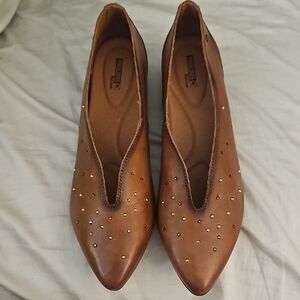 PIKOLINOS Brown Flats with Gold Studs Size 41 / Approx Us 9.5